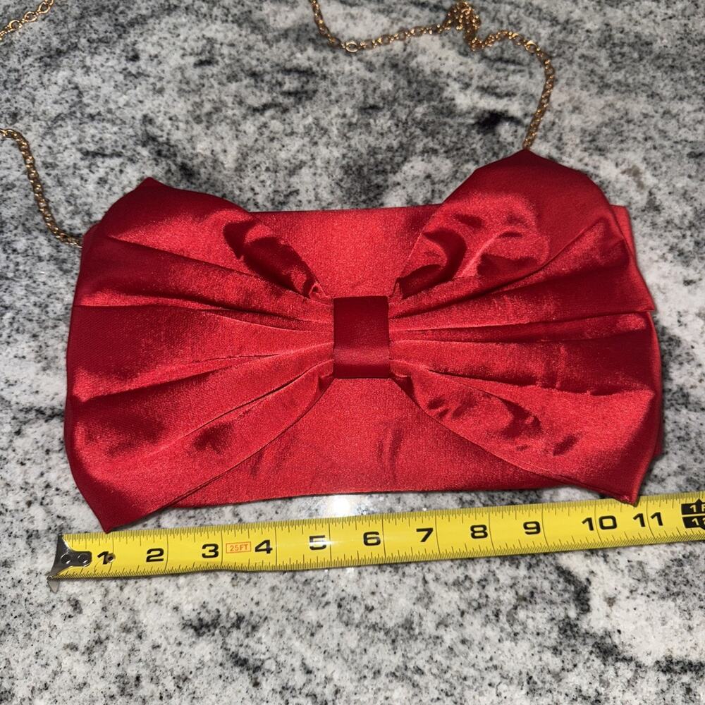 Elegant Red Satin Bow Clutch – Evening / Formal Purse - Picture 4 of 7